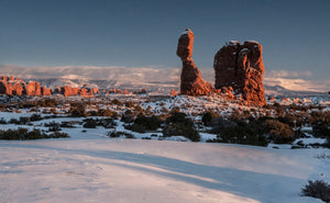 Balanced Rock     A Wintery Embrace Arches National Park  Utah