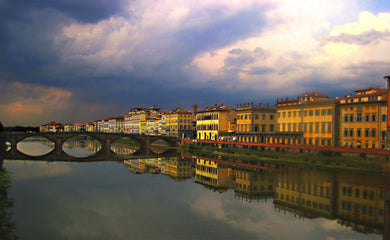 Orno River Reflections Florence Italy