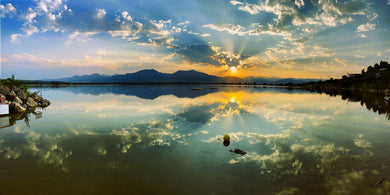 Baseline Lake Golden Rays Panorama