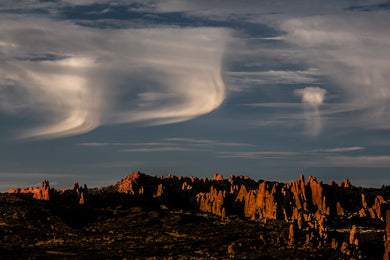 Cirrus floccus Clouds     Fiery Furnace  Arches National Park  Utah