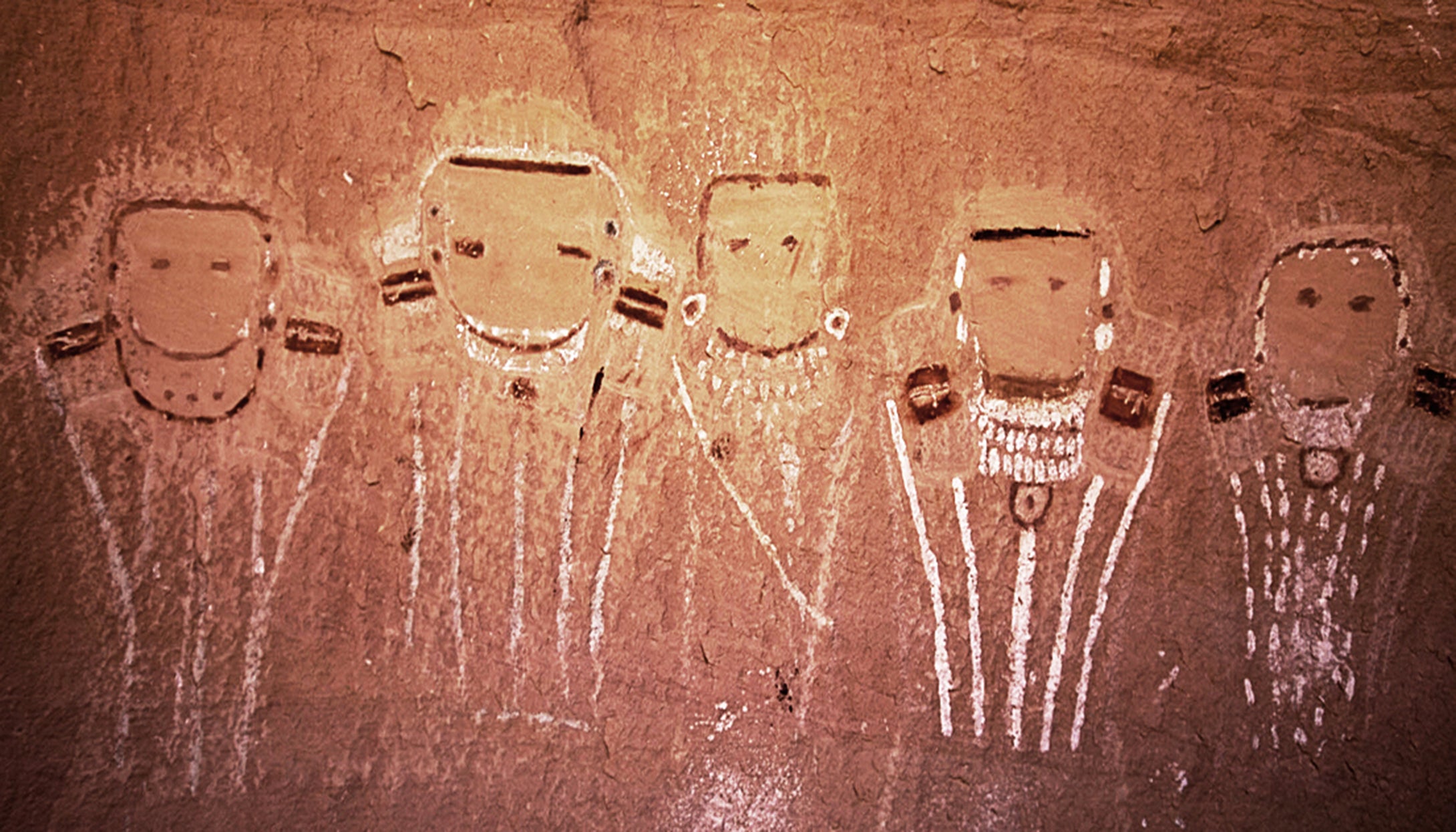 Five Faces  Ancient Freemont Petroglyph Panel