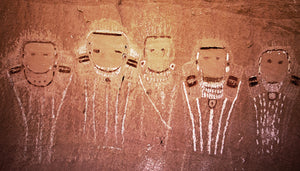 Five Faces  Ancient Freemont Petroglyph Panel