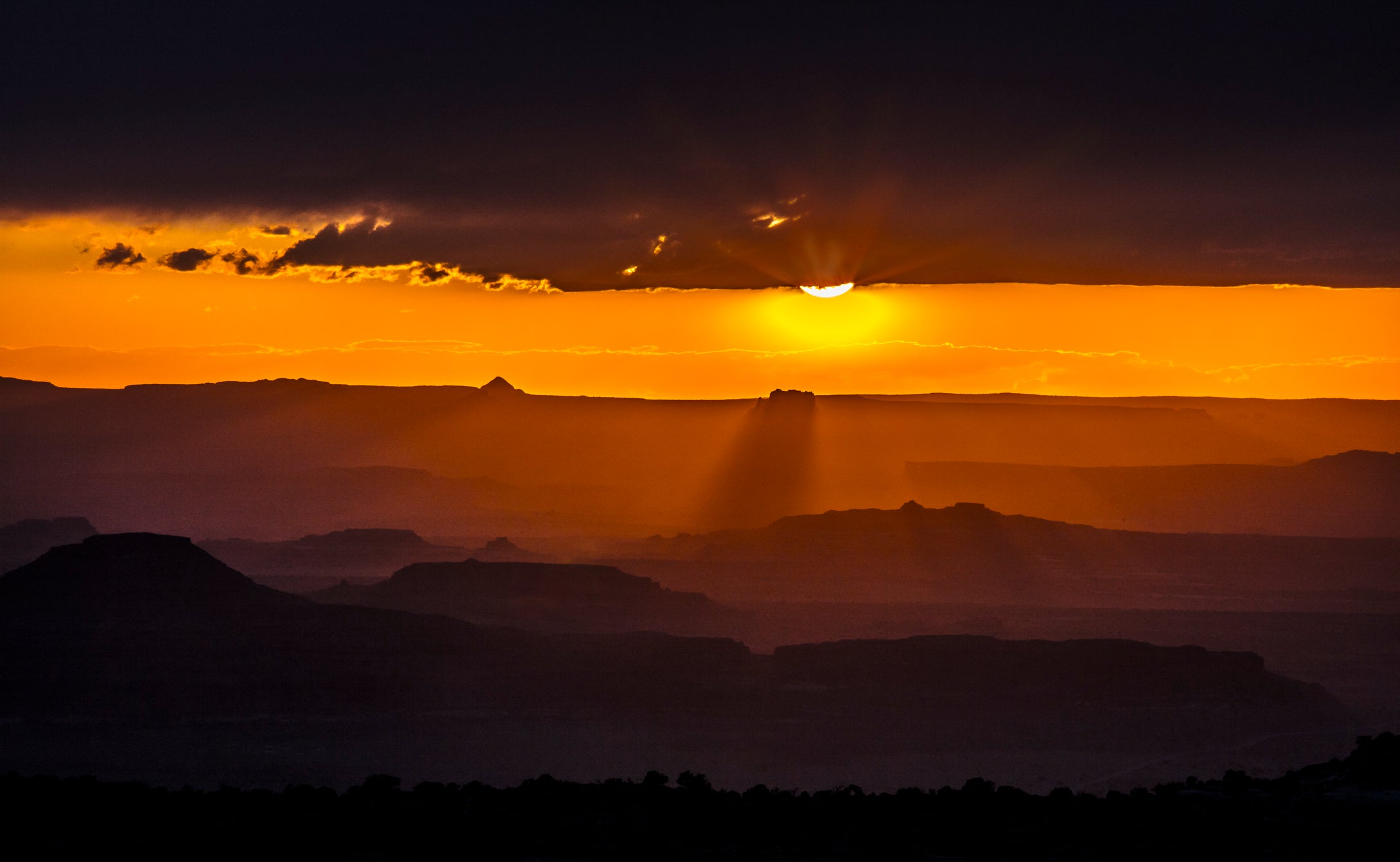 Indean Creek Sunset Canyonlands Utah